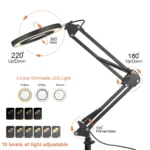 Facial Lamp with LED Magnifying Glass Table Lamp with Clip Long Arm Desk Lamp - Image 3