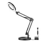 High Quality Salon Work Folding Long Arm Desk Lamp with 8x Magnifier Nail Art Reading Table Lamp