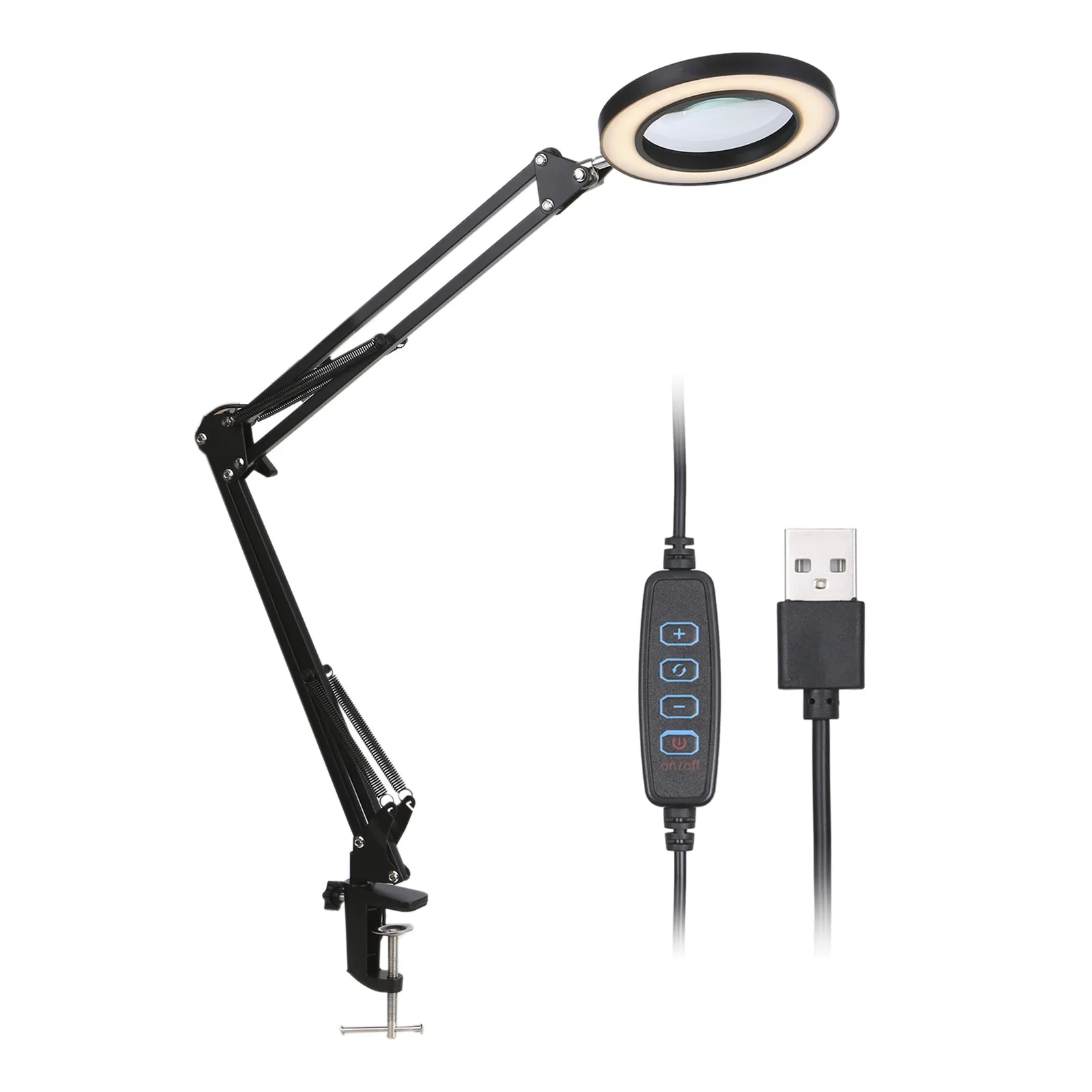 H1dcd865a2e9b4b69b8c7fa72c485fd6bL.webp Facial Lamp with LED Magnifying Glass Table Lamp with Clip Long Arm Desk Lamp - Image 1