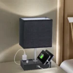 Multiple USB Port Bedside Table Lamp with Charging Station Hotel Desk Light Lamp - Image 2