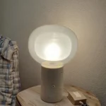 Popular Items 2025 Rechargeable Travertine Base Design Glass Lampshade Table Lamp Desk Light