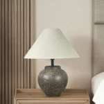 High Quality Home Decorative Handmade Ceramic Desk Lamp Creative Hotel Bedroom Bedside Table Lamp Fabric Lampshade