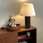 Wabi Sabi Art Wooden Base Table Lamp With Fabric Lampshade Living Room Sofa Bedside Table Lamp - Image 2