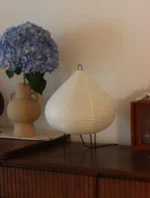 New Arrive Living Room Decorative Handmade Paper Table Lamp White Lantern Light for Hotel Bedroom Bedside Peach Table Lamp - Image 3