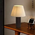 Wabi Sabi Art Wooden Base Table Lamp With Fabric Lampshade Living Room Sofa Bedside Table Lamp - Image 5