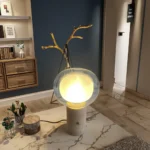Popular Items 2025 Rechargeable Travertine Base Design Glass Lampshade Table Lamp Desk Light - Image 2