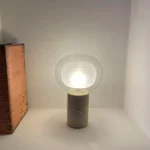 Popular Items 2025 Rechargeable Travertine Base Design Glass Lampshade Table Lamp Desk Light - Image 4