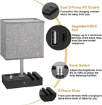 Multiple USB Port Bedside Table Lamp with Charging Station Hotel Desk Light Lamp - Image 6
