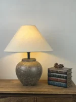High Quality Home Decorative Handmade Ceramic Desk Lamp Creative Hotel Bedroom Bedside Table Lamp Fabric Lampshade - Image 2