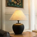 Factory Wholesale Ceramic Table Lamp Antique Ceramic Lamp Holder Old Table Lamp with Fabric Lampshade - Image 5