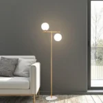 Modern Creative Glass Lampshade Metal Vertical Floor Lamp Lamp Living Room Bedroom Corner Metal Floor Lamp - Image 6