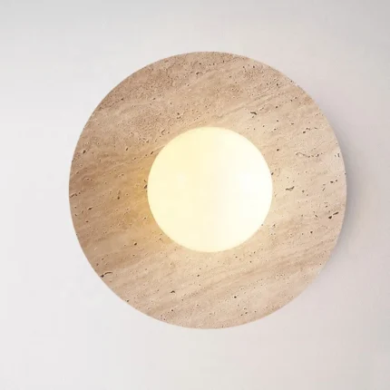 Modern Yellow Travertine Wall Lamp Wabi Sabi Style Hotel Room Bedside Entryway Corridor Retro Background Wall Lamp