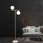Modern Creative Glass Lampshade Metal Vertical Floor Lamp Lamp Living Room Bedroom Corner Metal Floor Lamp - Image 2