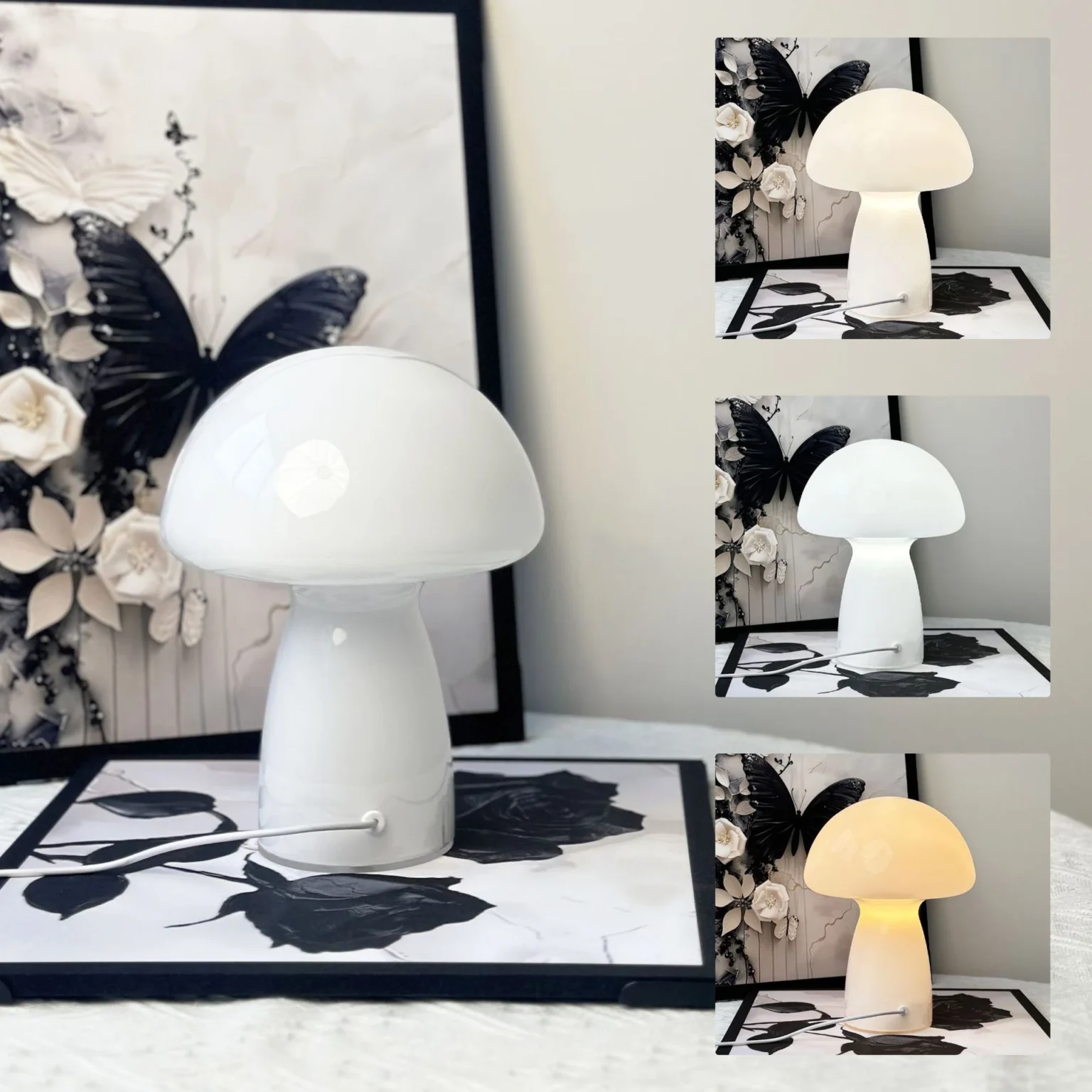 Decorative Painting Design Glass Mushroom Desk Lamp Coffee Study Office Table Lamp Bedroom - Image 5
