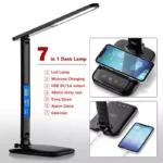 Multi Function Alarm Clock Calendar Temperature LED Desk Lamp 10W Wireless Charger Dimmable Reading Light Bedside Table Lamp - Image 2