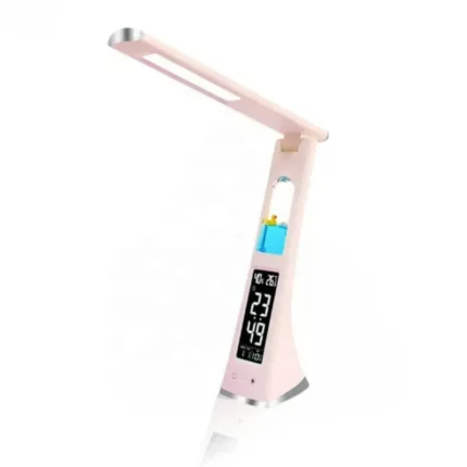 Desk Lamp LED Desk Light With Clock Calender Thermometer Display Foldable Touch Switch 3 Levels of Dimmable Table Lamp Dock