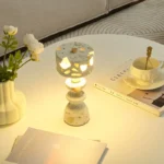Creative Rechargeable Marble Table Lamp Minimalist Home Decor Bedroom Bedside Lamp Hotel Restaurant Battery Table Lamp - Image 6
