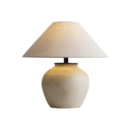 Japanese Style Creative Ceramic Pot Fabric Retro Table Lamp Hotel bar Study Bedroom Bedside Reading Desk Lamp