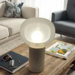 Modern Luxury Rechargeable Traverine Table Lamp for Living Room Restaurant Atmosphere Glass Table Lamp With Battery - Image 6
