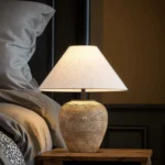 Factory Handmade Art Clay Pot Table Lamp Fabric Lampshade Bedroom Hotel Bedside Desk Lamp E27