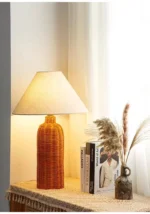 Simple Rattan Art Table Lamp Retro Homestay Home Decoration Designer Bedside Table Lamp - Image 5