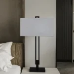 Modern Bedroom Bedside Reading Table Lamp with Fabric Lampshade Luxury Hotel Metal Desk Lamp - Image 3