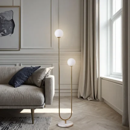 Modern Creative Glass Lampshade Metal Vertical Floor Lamp Lamp Living Room Bedroom Corner Metal Floor Lamp