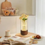 Modern Luxury Rechargeable Wireless Wood Table Lamp Touch Control Led Night Light Glass Vase Cordless Table Lamp - Image 4