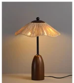 Hot Selling Wabi Sabi Wood Table Lamp with Handmade Lampshade Home Bedroom Decor Minimalist Table Lamp - Image 3