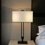 Modern Bedroom Bedside Reading Table Lamp with Fabric Lampshade Luxury Hotel Metal Desk Lamp