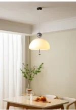 Nodric Minimalist LED Hanging Light Luxury White Glass Pendant Lamp with Round Shade for Decorations - Image 3