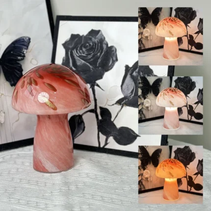Decorative Painting Design Glass Mushroom Desk Lamp Coffee Study Office Table Lamp Bedroom