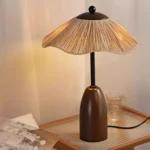 Hot Selling Wabi Sabi Wood Table Lamp with Handmade Lampshade Home Bedroom Decor Minimalist Table Lamp - Image 2