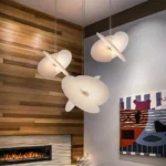 Simple Indoor Decor Elastic Fabric Designer Hanging Light for Kitchen Living Room White Unique Pendant Lamps