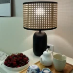 Wholesale High Quality Household Rattan Table Lamp Modern Hotel Bedroom Metal Bedside Table Lamp - Image 4