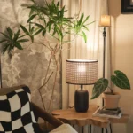 Wholesale High Quality Household Rattan Table Lamp Modern Hotel Bedroom Metal Bedside Table Lamp - Image 2
