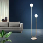 Modern Creative Glass Lampshade Metal Vertical Floor Lamp Lamp Living Room Bedroom Corner Metal Floor Lamp - Image 3