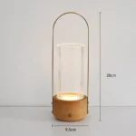 Modern Luxury Rechargeable Wireless Wood Table Lamp Touch Control Led Night Light Glass Vase Cordless Table Lamp - Image 6