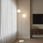 Modern Creative Glass Lampshade Metal Vertical Floor Lamp Lamp Living Room Bedroom Corner Metal Floor Lamp - Image 5
