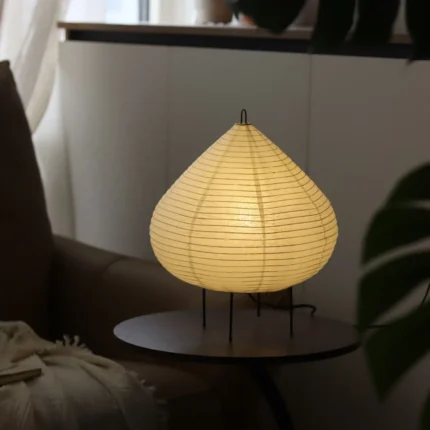 New Arrive Living Room Decorative Handmade Paper Table Lamp White Lantern Light for Hotel Bedroom Bedside Peach Table Lamp
